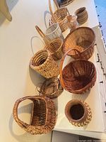 Top view showing majority of baskets assorted shapes and sizes