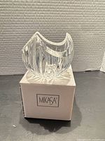 Full view of Mikasa lead crystal bowl on original box