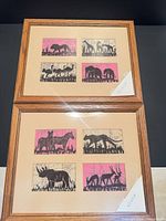 Front view showing both framed prints, artwork, frames and mats