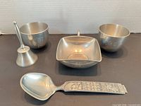 Group shot of all five pewter items