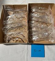 Two inner cartons holding sealed eyeglass frames