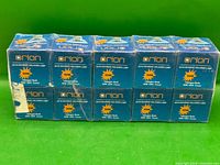 Front view of ten boxed Orion GU10 50W halogen bulbs