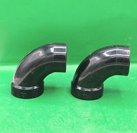 Side view of both elbow fittings showing 90-degree bend