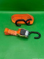 Full view of tie-down strap and ratchet end