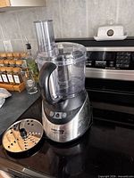 Full view of assembled food processor and slicing disc