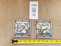 Front view of both tiles with ruler showing approximately 4 inch size