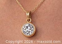 Pendant shown on chain worn on neck; illustrates scale and appearance