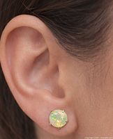 Earring worn on ear, showing size and setting