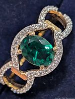 Top view showing chrome diopside and CZ halo design