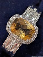 Top view showing citrine center and CZ halo