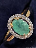 Top view showing emerald and CZ halo