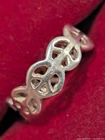 Side view of openwork silver-tone band ring