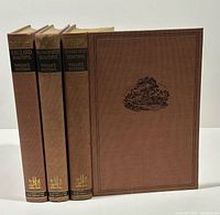 Front view of three Wallace Nutting Beautiful Series books plus front board detail