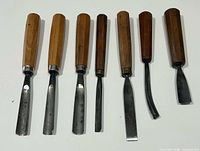 Front view of all seven chisels/gouges