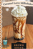 Caramel Latte Milkshake with Lakeside Boba logo