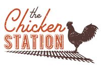 Restaurant logo depicting chicken silhouette on track