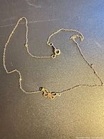Full view of necklace showing chain, clasp, pendant