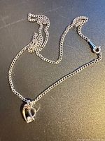 Full view of sterling silver necklace showing chain and pendant