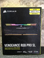 Front view of sealed Corsair Vengeance RGB Pro SL DDR4 16GB (2x8GB) 3600MHz kit retail box