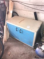 metal storage cabinet front and side view