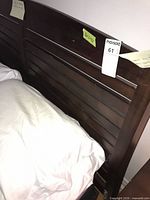 Slatted wooden headboard dark espresso finish