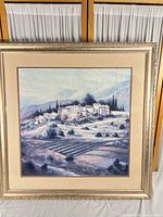 Full view of framed landscape print