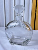 Full view of decanter showing body shape and stopper