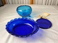 Group shot showing all three pressed glass pieces