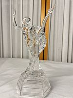 Full view of Royal Crystal Rock lead crystal ballerina figurine on hexagonal stepped base