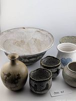 Group view of all seven stoneware pieces