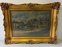 Front view of framed watercolour & ink painting