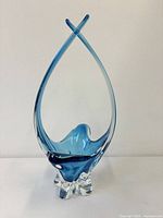 Full view of blue Chalet art glass vase