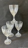 Four Nachtmann crystal wine glasses stacked for full view