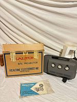 Projector, box, manual, styrofoam displayed together