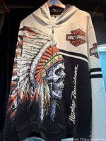 Full view of Harley-Davidson hooded jacket hanging