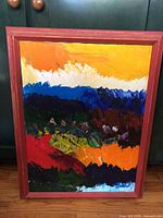 Full view of framed abstract painting