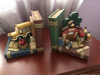 Front view of both schoolhouse-themed bookends