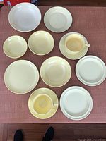 Overhead view of all yellow melamine pieces