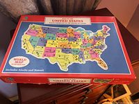 Puzzle box top displaying map of United States