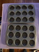 Top view showing both 12-cup Wilton pans