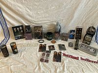 Full layout of all Twilight merchandise on cloth backdrop