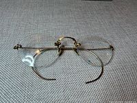 Front view of gold filled eyeglasses showing bridge and lenses