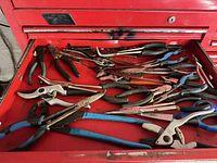Drawer with assorted pliers and cutters