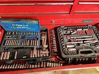 Drawer view showing both socket sets and loose sockets