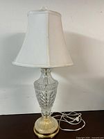 Full view of crystal lamp with shade