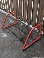 Full view of rack angled to show side frame and crossbars