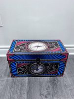 Closed steampunk-style magic trunk front view