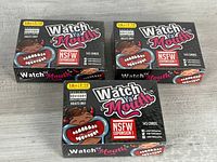 Front view of three sealed Watch Ya' Mouth NSFW Expansion Pack #2 boxes