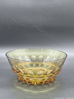 Overall view of amber glass bowl