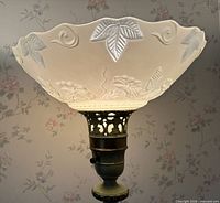 Frosted glass shade with embossed floral and leaf design